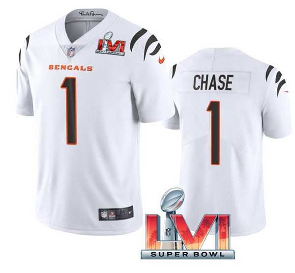 Nike Bengals Men & Women & Youth 1 Ja'Marr Chase White 2022 Super Bowl LVI Vapor Limited Jersey,We sell and wholesale Nike Bengals Men & Women & Youth 1 Ja'Marr Chase White 2022 Super Bowl LVI Vapor Limited Jersey on line form chian!